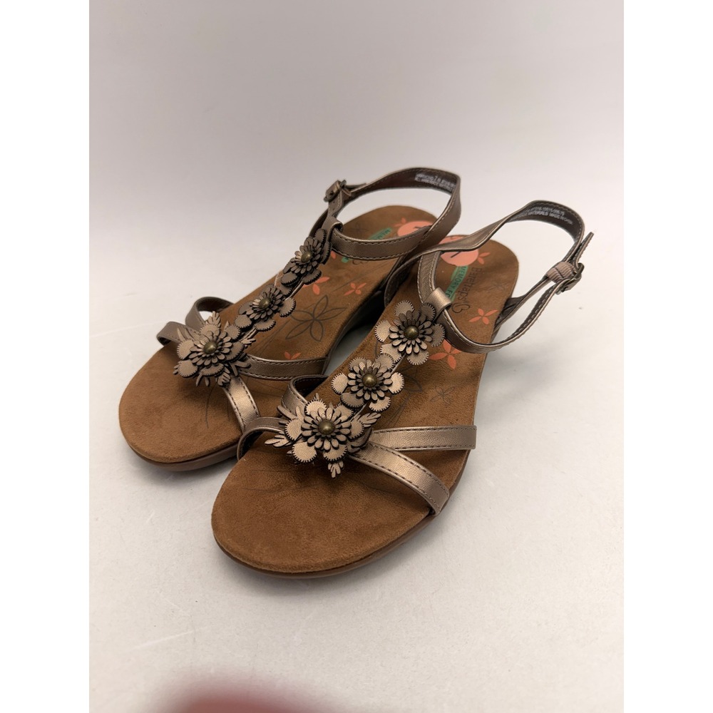 Baretraps Hammond Metallic Floral Wedge Sandal Women 7M BTS16-10615-008-79